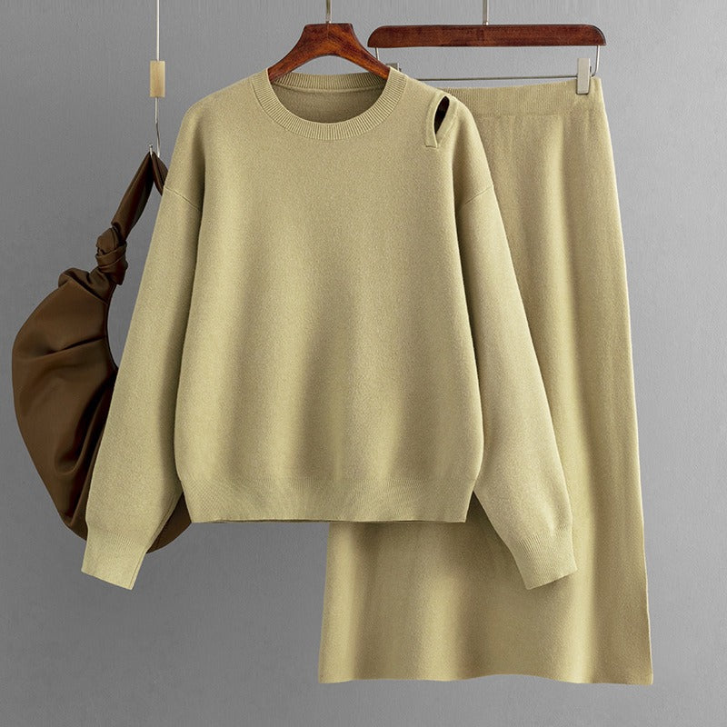 Women's Knit Sweater Skirt Set