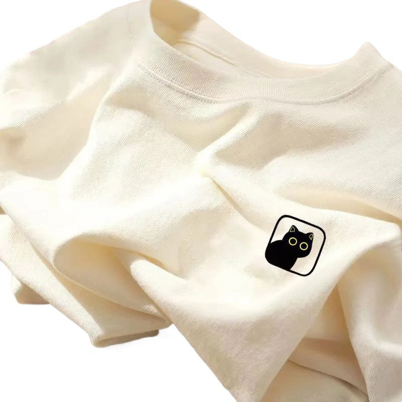 Round Neck Loose-fit Cotton T-shirt For Men Pure ndy Brand S