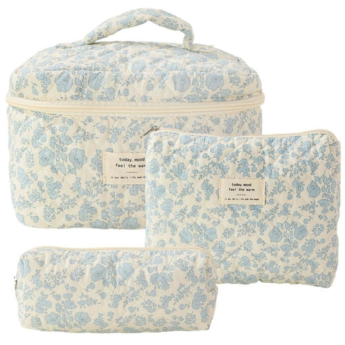 Floral Quilted Cosmetic Bag