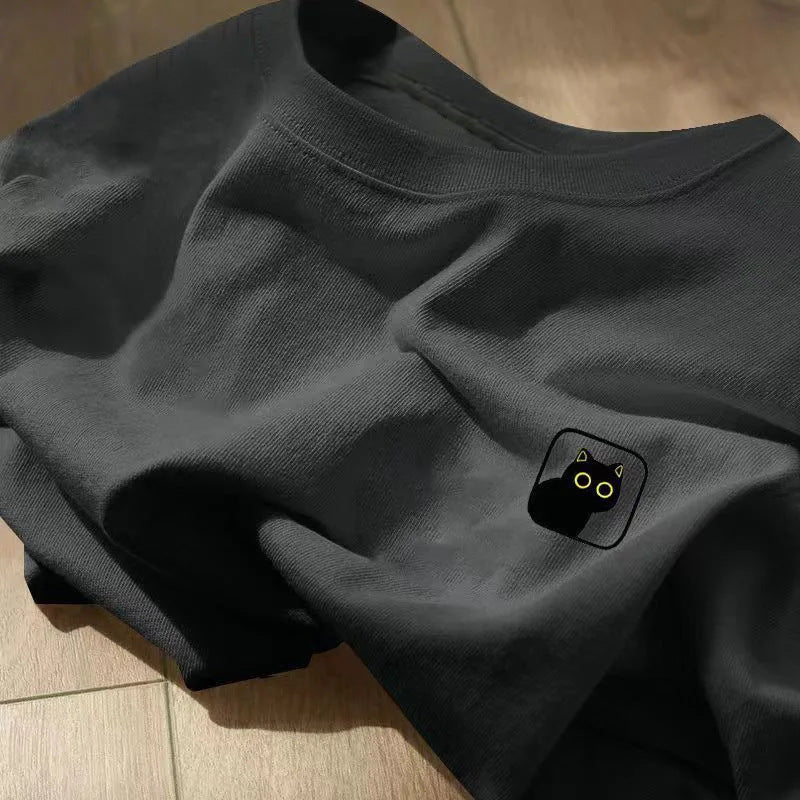 Round Neck Loose-fit Cotton T-shirt For Men Pure ndy Brand S
