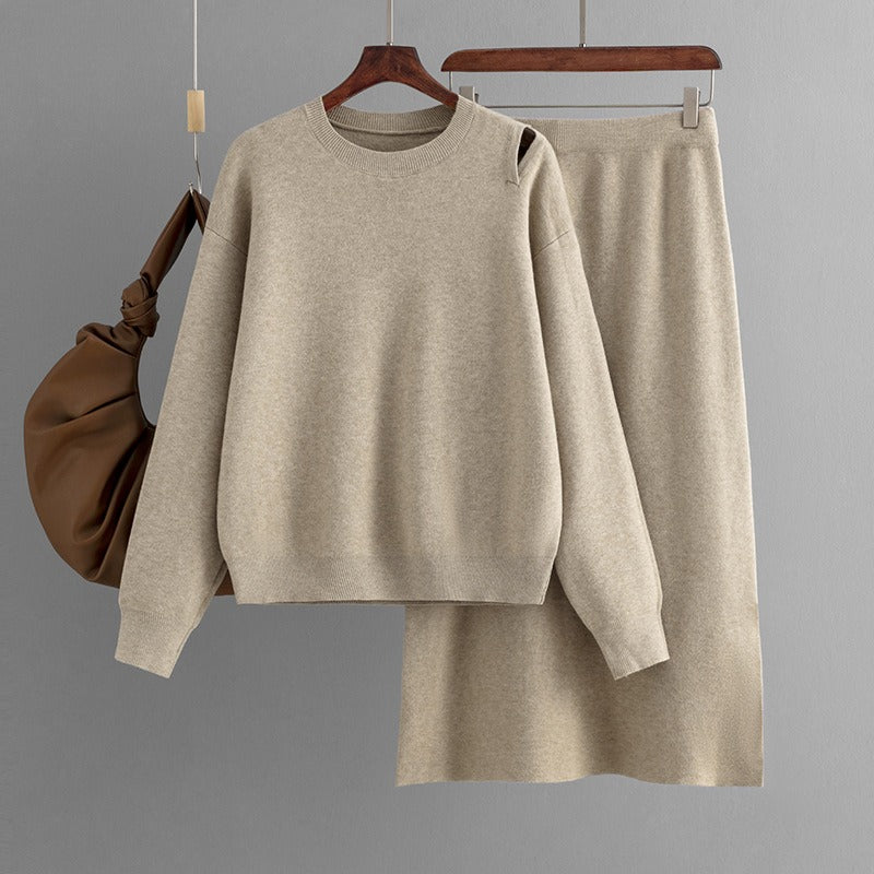 Women's Knit Sweater Skirt Set